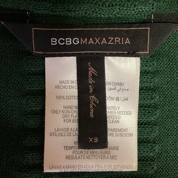 BCBGMaxazria Green Open Front Knit Chiffon High-Low Hem Semi Sheer Cardigan XS - Picture 4 of 5